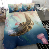Hawaii Turtle And Jellyfish In Deep Sea Moana Bedding Set - Polynesian Pride