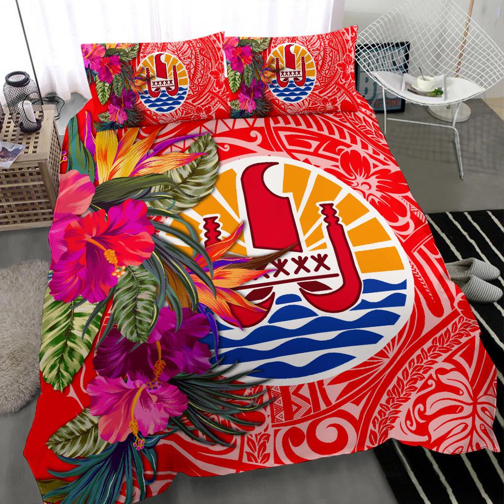 Tahiti Bedding Set - Hibiscus Polynesian Pattern Red Version - Polynesian Pride