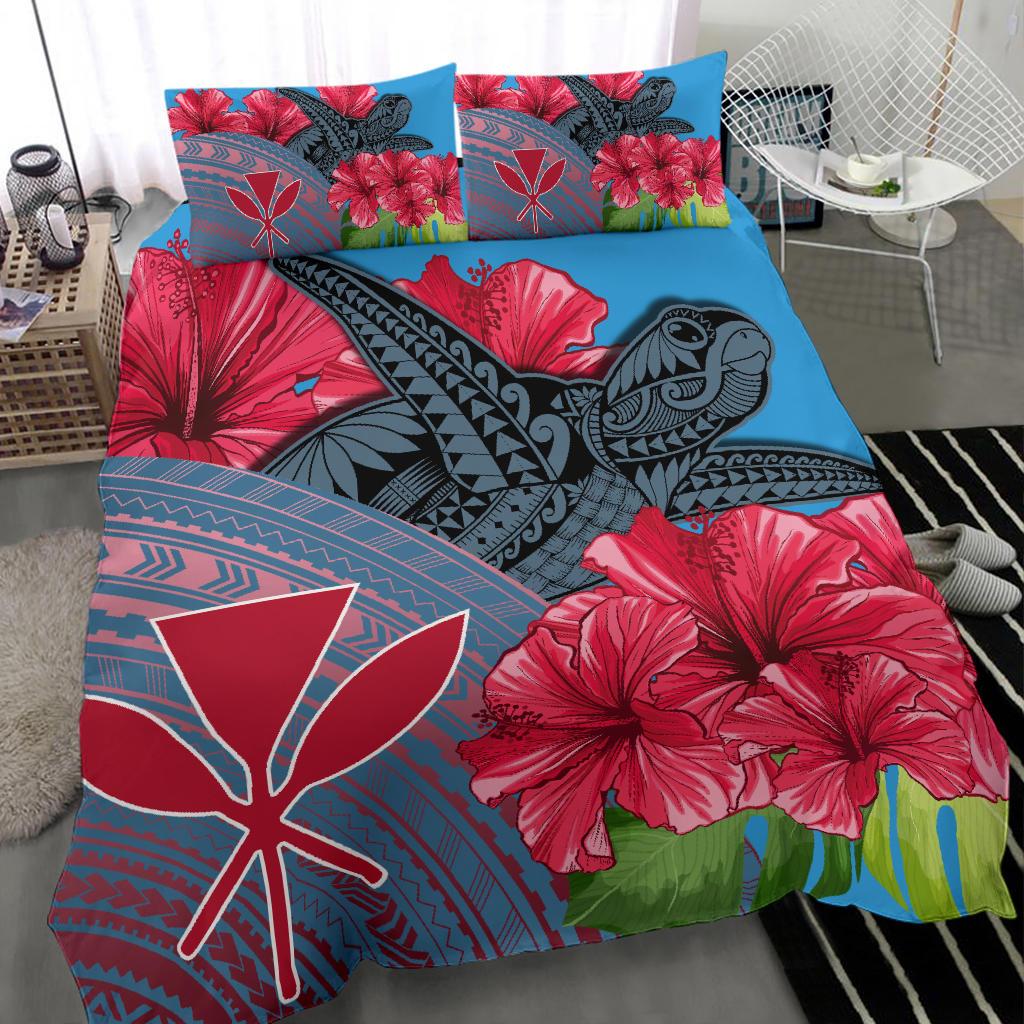 Hawaii Turtle Hibiscus Kanaka Pink Style - Bedding Set AH - Polynesian Pride