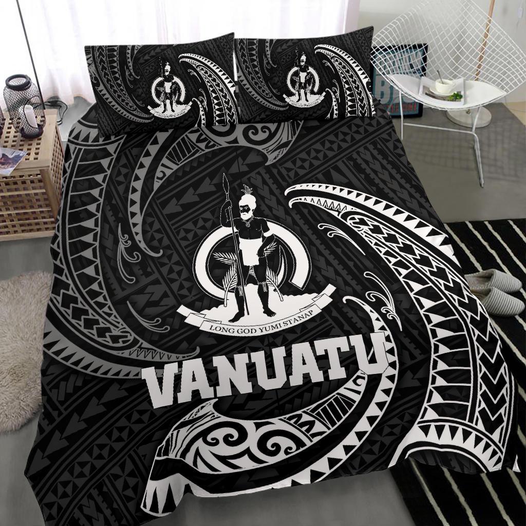 Vanuatu Polynesian Bedding Set - White Tribal Wave - Polynesian Pride