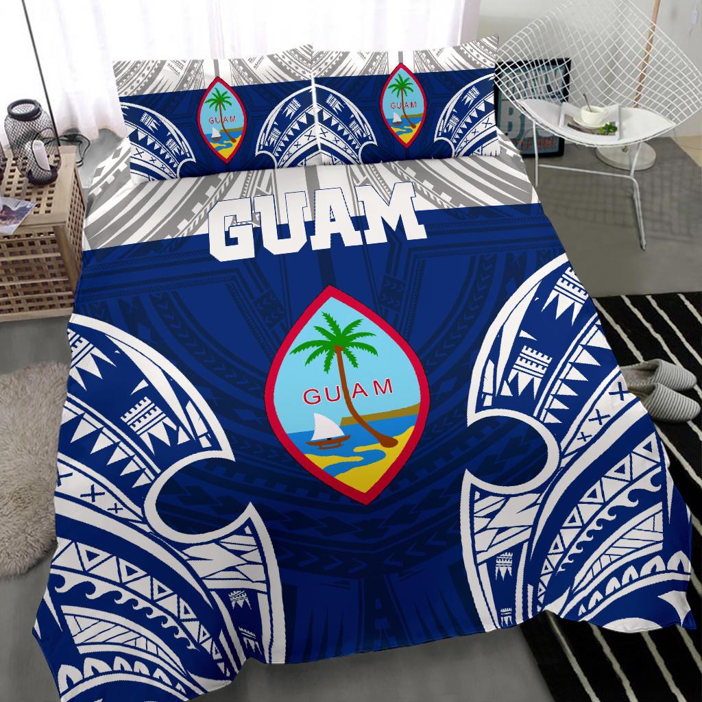 Polynesian Bedding Set - Guam Duvet Cover Set - Pattern With Seal Blue Version - Polynesian Pride