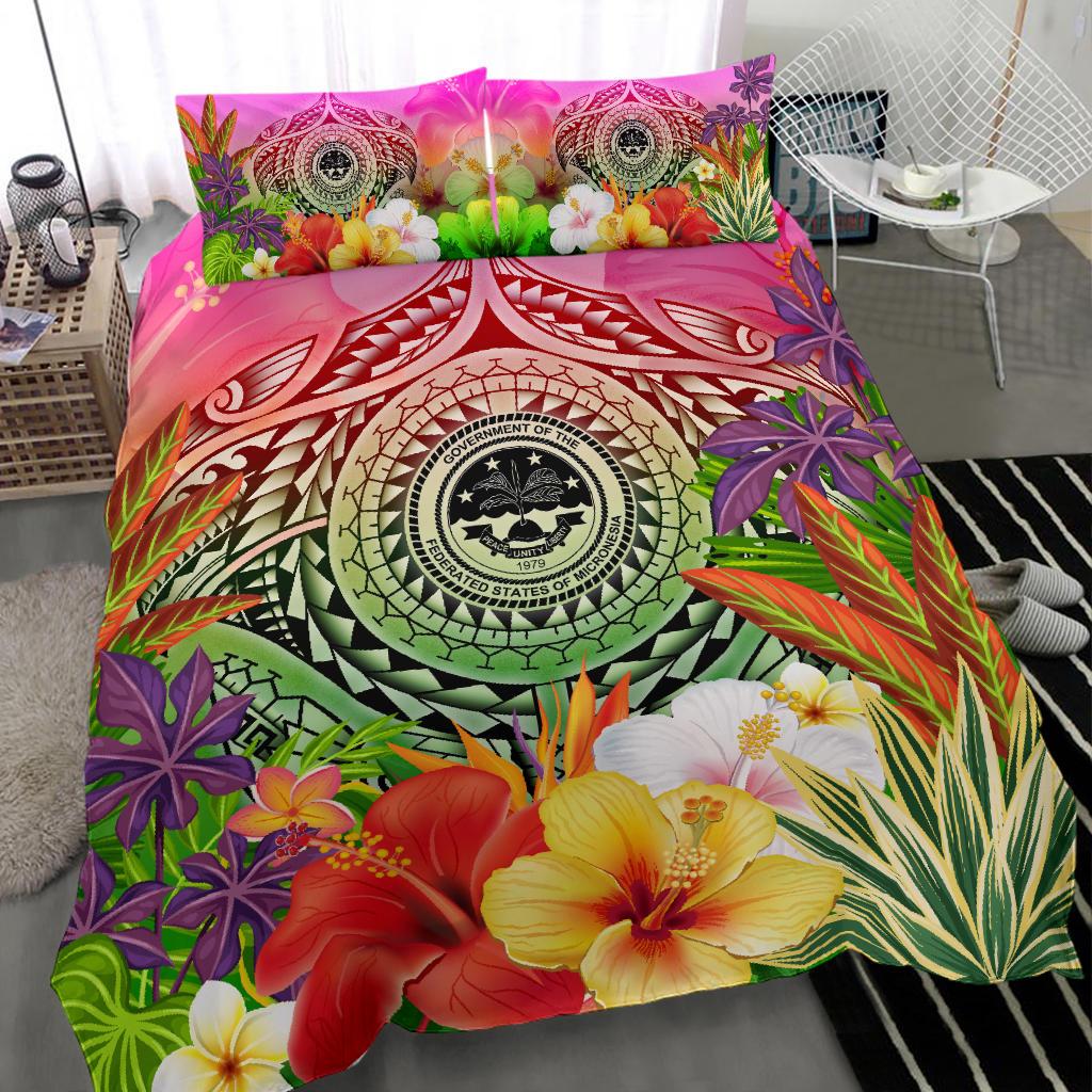 FSM Polynesian Bedding Set - Manta Ray Tropical Flowers - Polynesian Pride