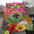 Wallis And Futuna Polynesian Bedding Set - Manta Ray Tropical Flowers - Polynesian Pride