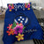 Micronesia Bedding Set - Kosrae Duvet Cover Set Floral With Seal Blue - Polynesian Pride