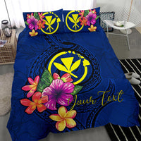 Polynesian Custom Personalised Bedding Set - Hawaii Duvet Cover Set Floral With Seal Blue - Polynesian Pride
