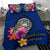 Polynesian Bedding Set - American Samoa Duvet Cover Set Floral With Seal Blue - Polynesian Pride