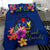 Polynesian Bedding Set - Cook Islands Duvet Cover Set Floral With Seal Blue - Polynesian Pride