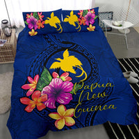 Polynesian Bedding Set - Papua New Guinea Duvet Cover Set Floral With Seal Blue - Polynesian Pride