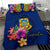 Polynesian Bedding Set - Tuvalu Duvet Cover Set Floral With Seal Blue - Polynesian Pride