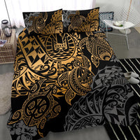 Tahiti Polynesian Bedding Set - Gold Turtle Hibiscus Flowing - Polynesian Pride