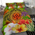 Kosrae Polynesian Bedding Set - Manta Ray Tropical Flowers (Reggae) - Polynesian Pride