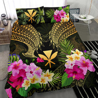 Polynesian Bedding Set - Hawaii Duvet Cover Gold Kanaka Maoli Hibiscus Plumeria Coconut - Polynesian Pride