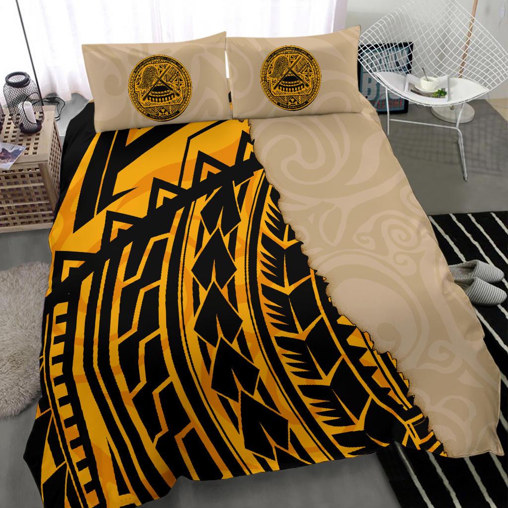 American Samoa Bedding Set - Polynesian Wild Style Gold - Polynesian Pride