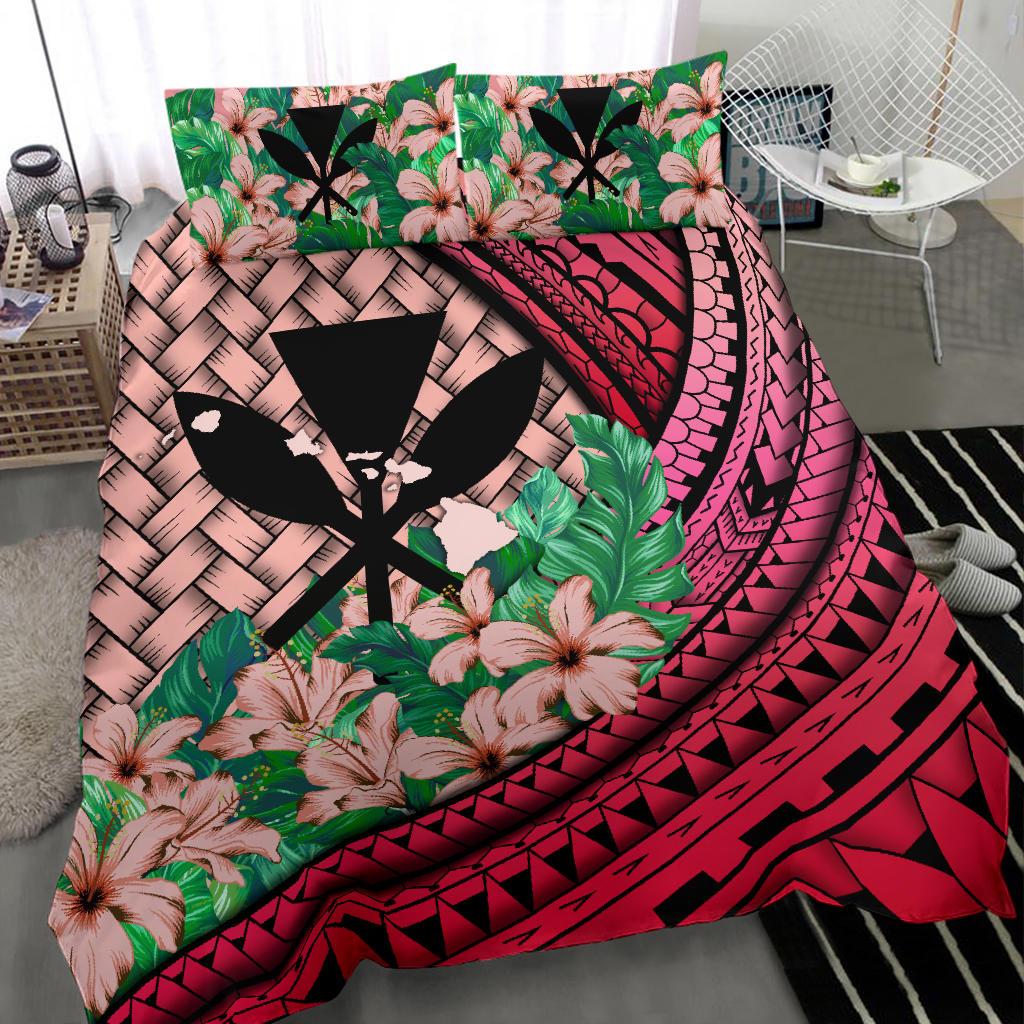 Kanaka Maoli (Hawaiian) Bedding Set - Lauhala Polynesian Hibiscus Pink - Polynesian Pride