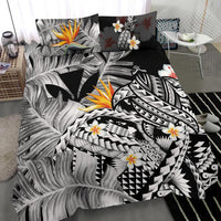 Kanaka Maoli (Hawaiian) Bedding Set, Polynesian Pineapple Banana Leaves Turtle Tattoo Gray - Polynesian Pride