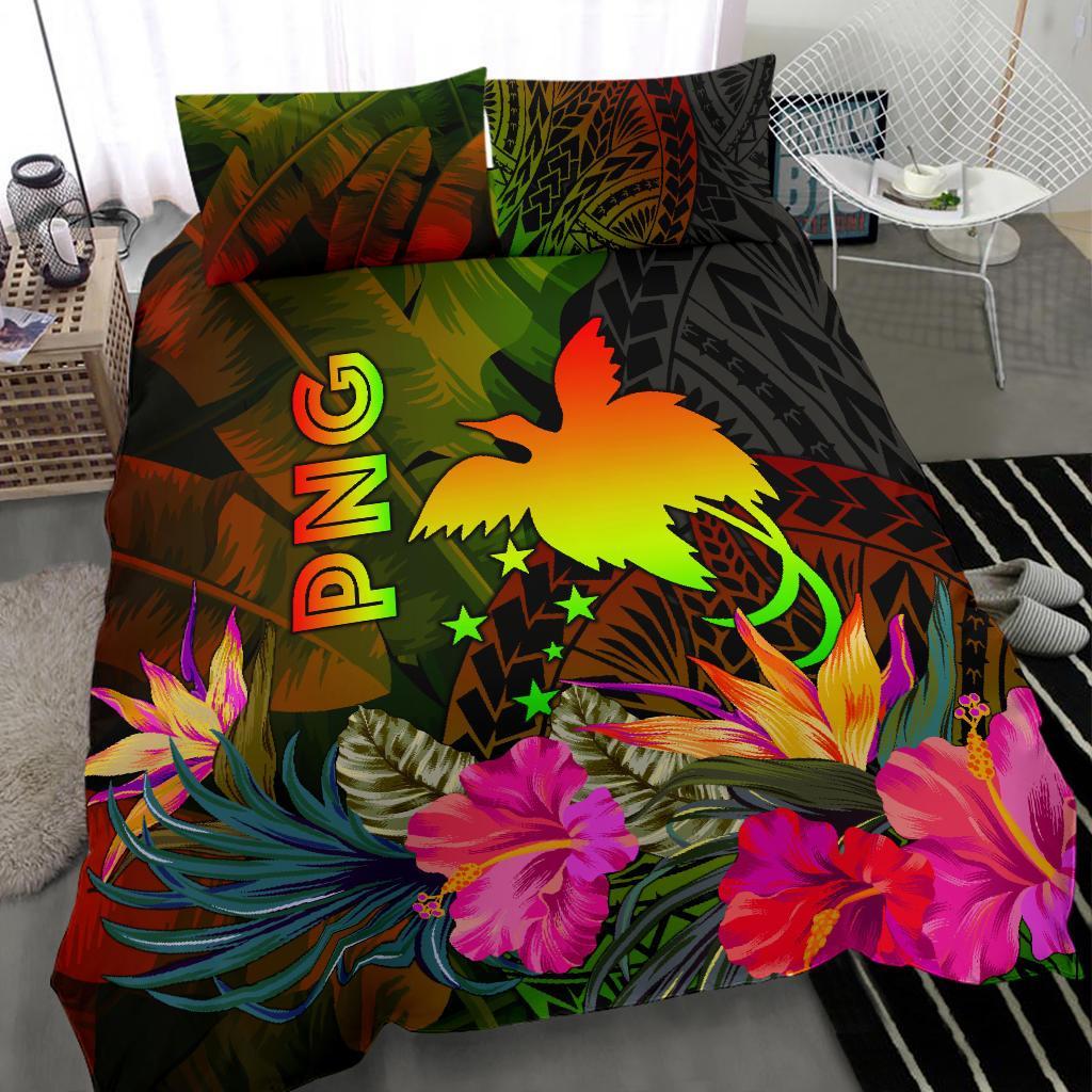 Papua New Guinea Polynesian Bedding Set - Hibiscus and Banana Leaves - Polynesian Pride
