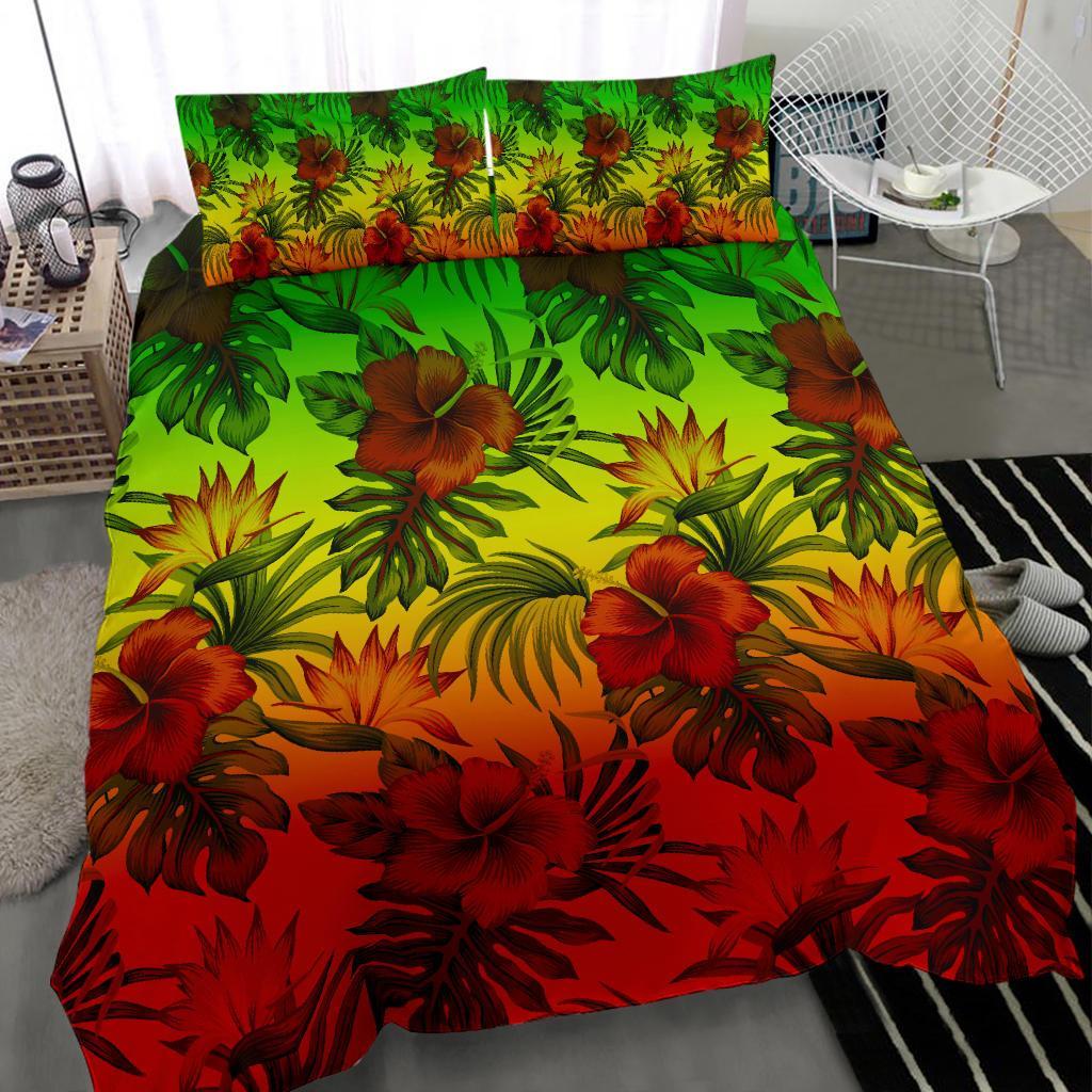 Polynesian Bedding Set - Reggae Hibiscus Patterns - Polynesian Pride