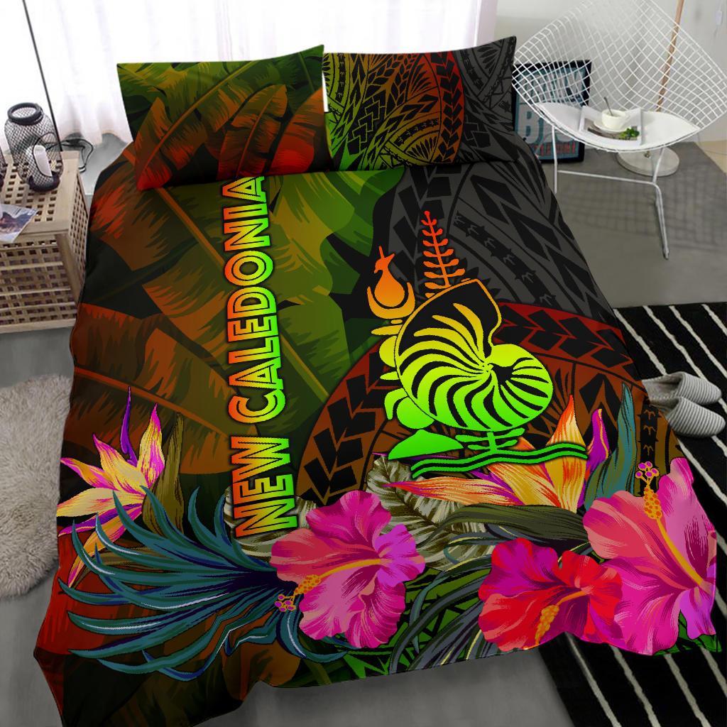 New Caledonia Polynesian Bedding Set - Hibiscus and Banana Leaves - Polynesian Pride
