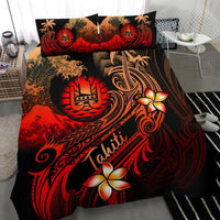 Tahiti Polynesian Bedding Set - Plumeria Flowers And Waves - Polynesian Pride