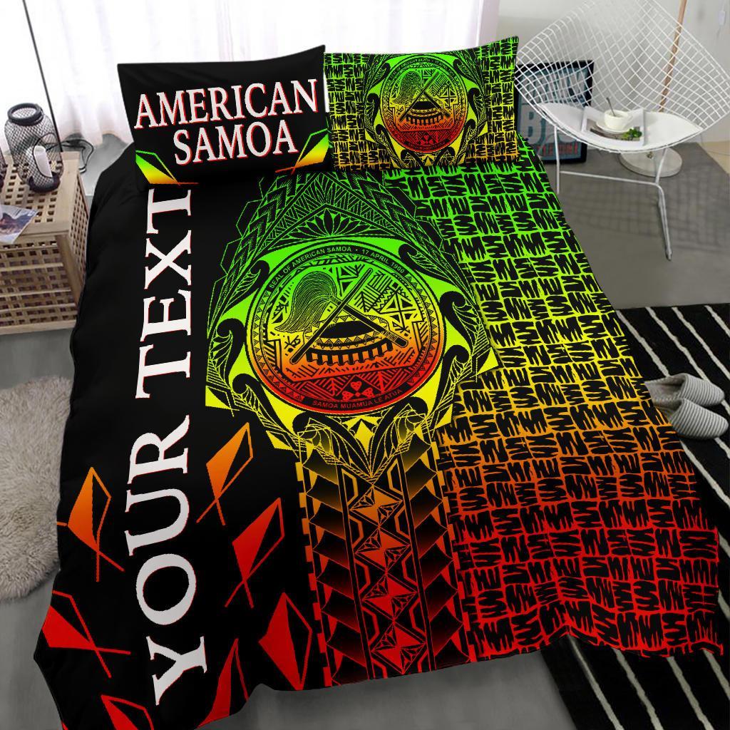 American Samoa Custom Personalised Bedding Set - AS Seal Rocket Style (Reggae) Black - Polynesian Pride