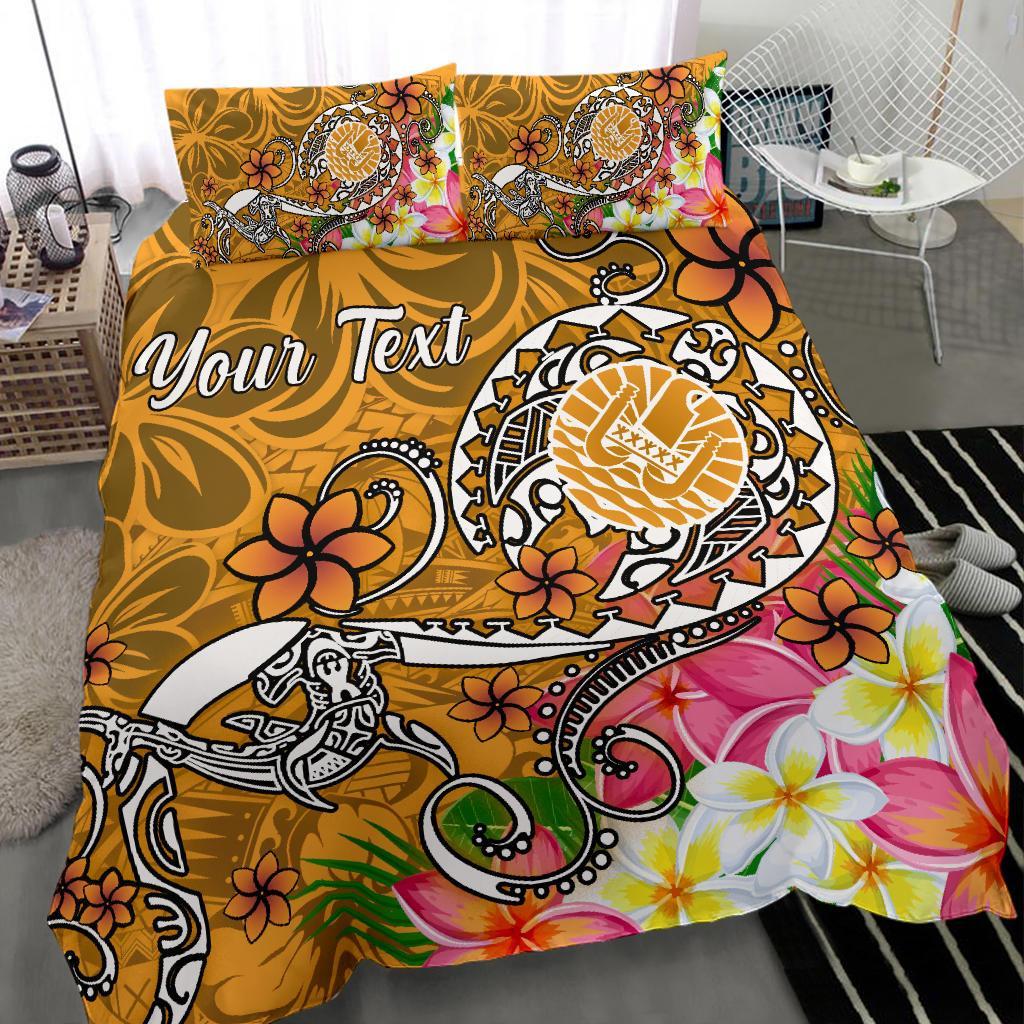 Tahiti Custom Personalised Bedding Set - Turtle Plumeria (Gold) Gold - Polynesian Pride