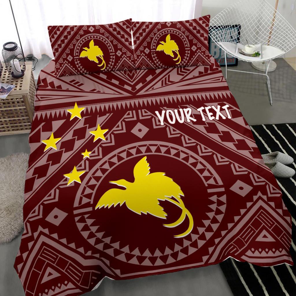Papua New Guinea Personalised Bedding Set - Flag With Polynesian Patterns (Red) - Polynesian Pride