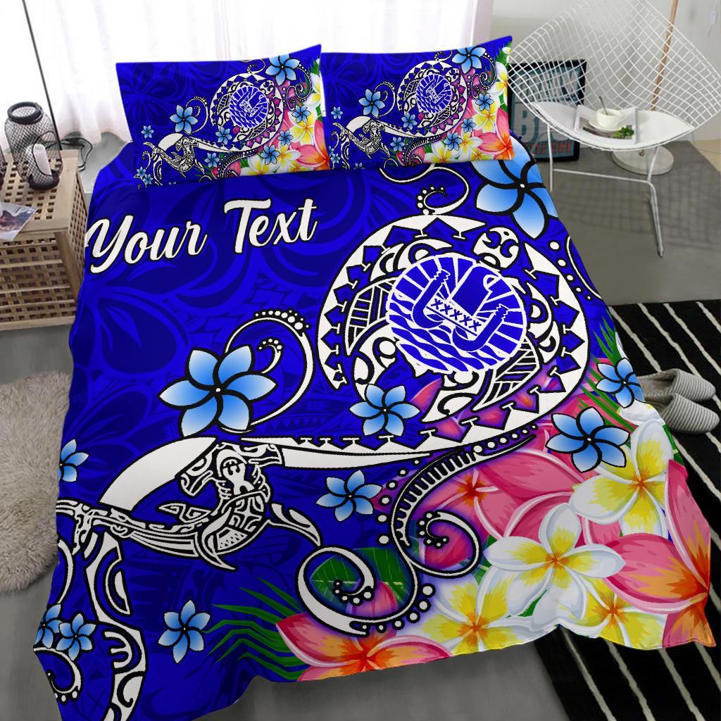 Tahiti Custom Personalised Bedding Set - Turtle Plumeria (Blue) Blue - Polynesian Pride