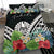 Tahiti Bedding Set - Tahiti Coat of Arms & Polynesian Tropical Flowers White - Polynesian Pride