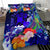 Tonga Custom Personalised Bedding Set - Humpback Whale with Tropical Flowers (Blue) - Polynesian Pride