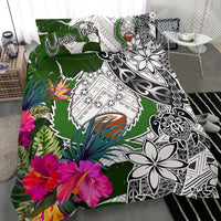 Pohnpei Custom Personalised Bedding Set White - Turle Plumeria Banana Leaf - Polynesian Pride