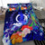 Vanuatu Bedding Set - Humpback Whale with Tropical Flowers (Blue) - Polynesian Pride