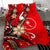 Chuuk Bedding Set - Tribal Flower With Special Turtles Red Color - Polynesian Pride