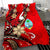 Guam Bedding Set - Tribal Flower With Special Turtles Red Color - Polynesian Pride