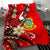 Tuvalu Polynesian Bedding Set - Tribal Flower With Special Turtles Red Color - Polynesian Pride