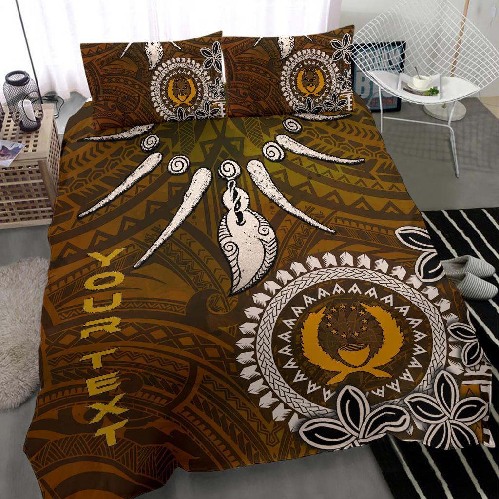 Pohnpei Custom Personalised Bedding Set - Polynesian Boar Tusk Brown - Polynesian Pride