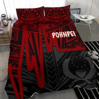 Pohnpei Bedding Set - Pohnpei Seal In Heartbeat Patterns Style (Red) - Polynesian Pride