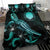 CNMI Polynesian Bedding Set - Turtle With Blooming Hibiscus Turquoise - Polynesian Pride