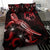 Tonga Polynesian Bedding Set - Turtle With Blooming Hibiscus Red - Polynesian Pride