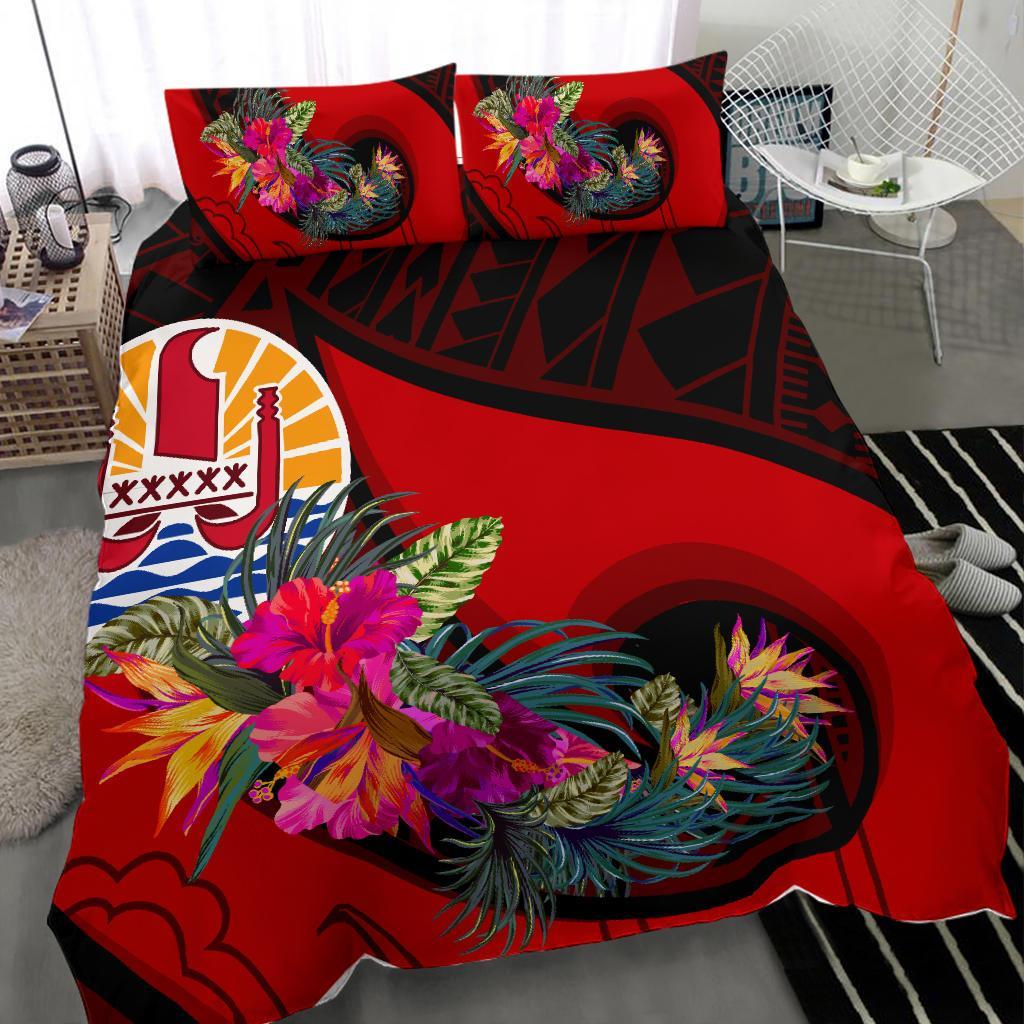 Tahiti Bedding Set - Polynesian Hook And Hibiscus (Red) - Polynesian Pride