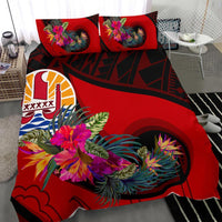 Tahiti Bedding Set - Polynesian Hook And Hibiscus (Red) - Polynesian Pride