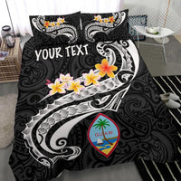 Guam Personalised Bedding Set - Guam Seal Polynesian Patterns Plumeria (Black) - Polynesian Pride