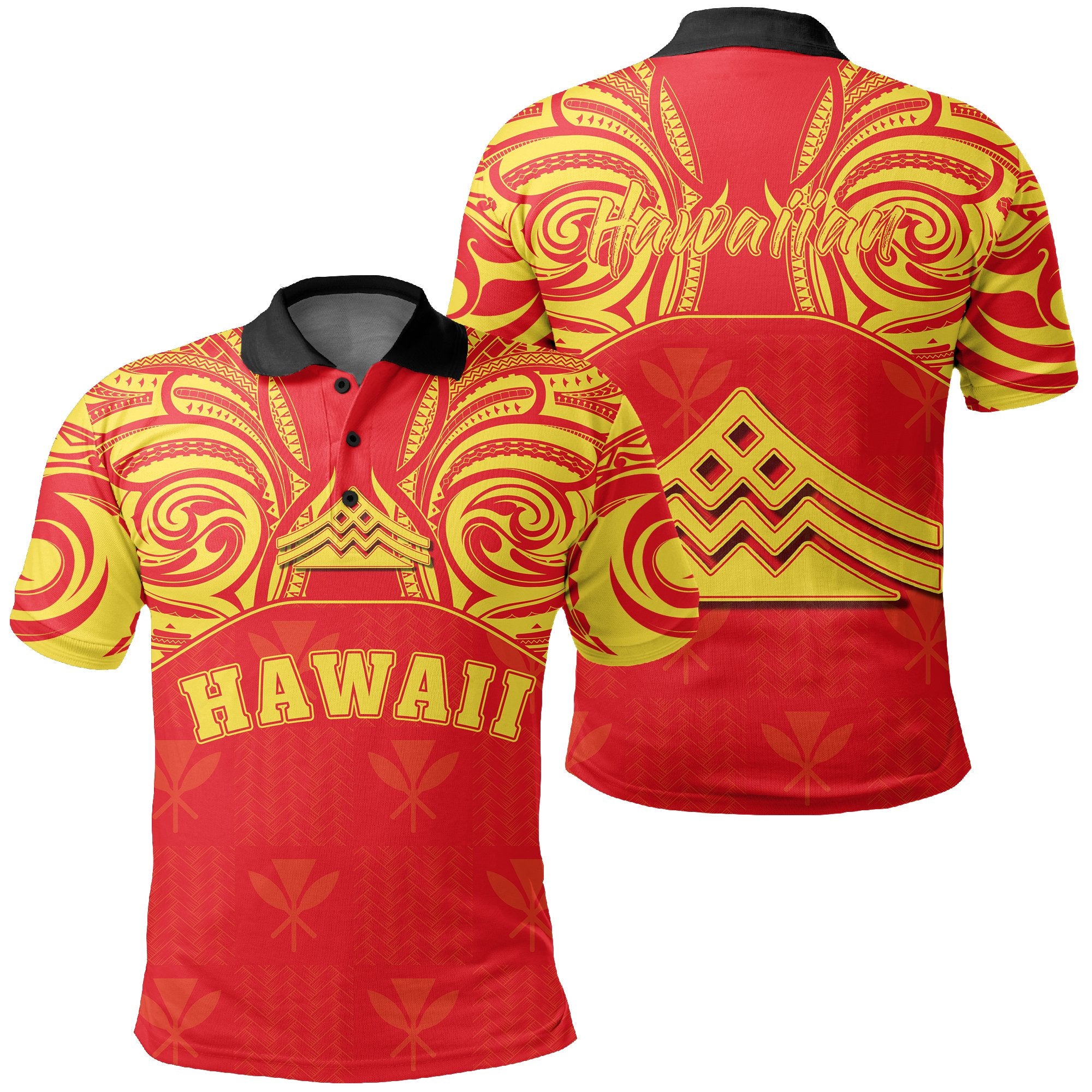 Hawaiian Kanaka Polo Shirt Mauna Kea Demodern Unisex Red - Polynesian Pride