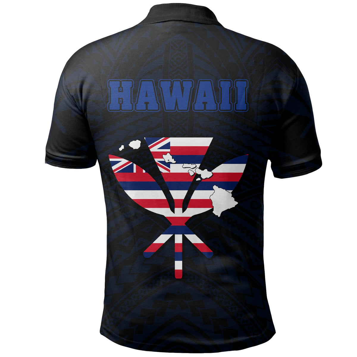 Hawaiian Kanaka Polo Shirt Heart Tattoo Blue - Polynesian Pride
