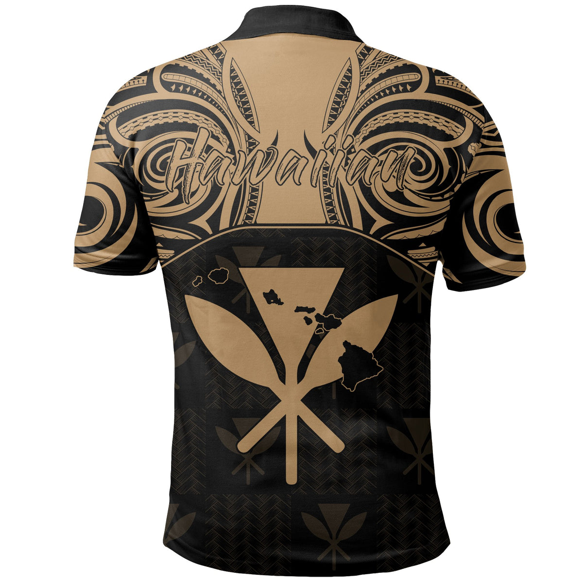 Hawaiian Kanaka Polo Shirt Demodern Gold - Polynesian Pride
