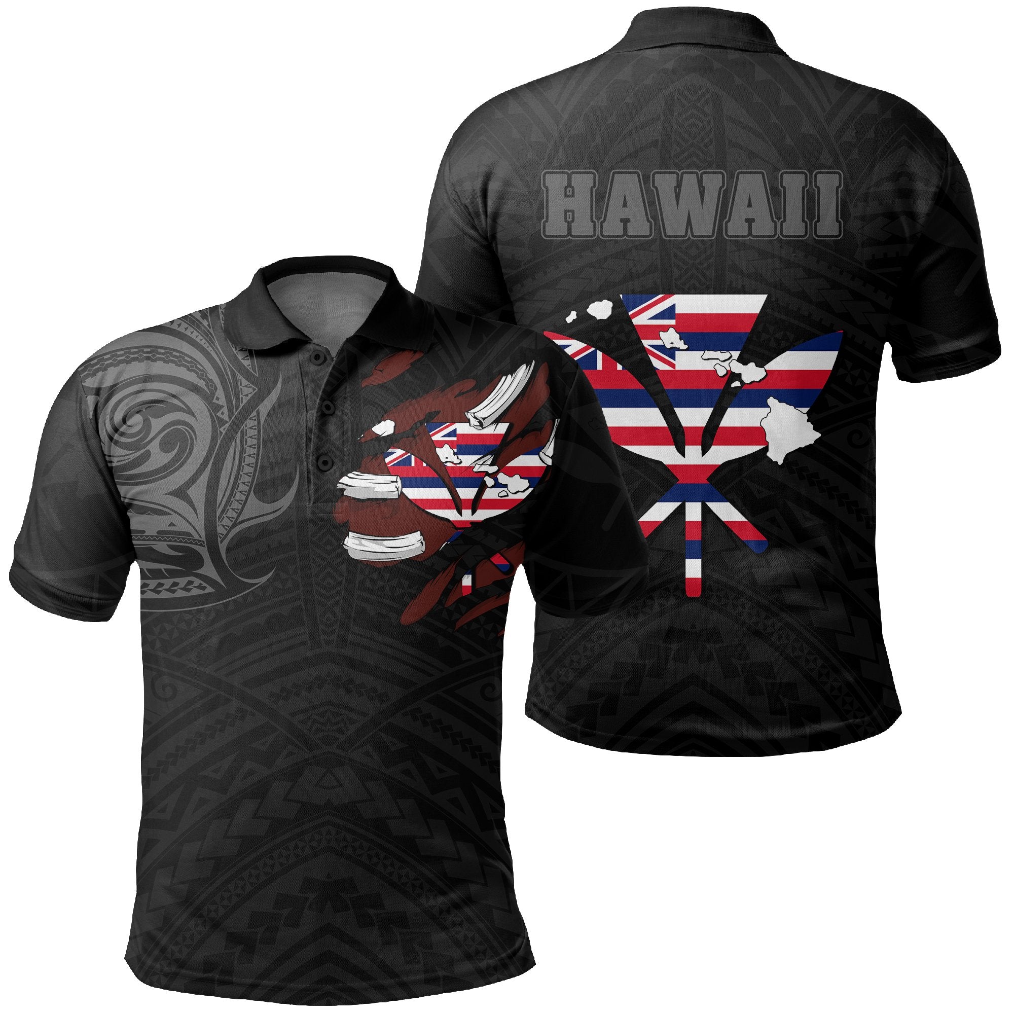 Hawaiian Kanaka Polo Shirt Heart Tattoo Gray Unisex Gray - Polynesian Pride