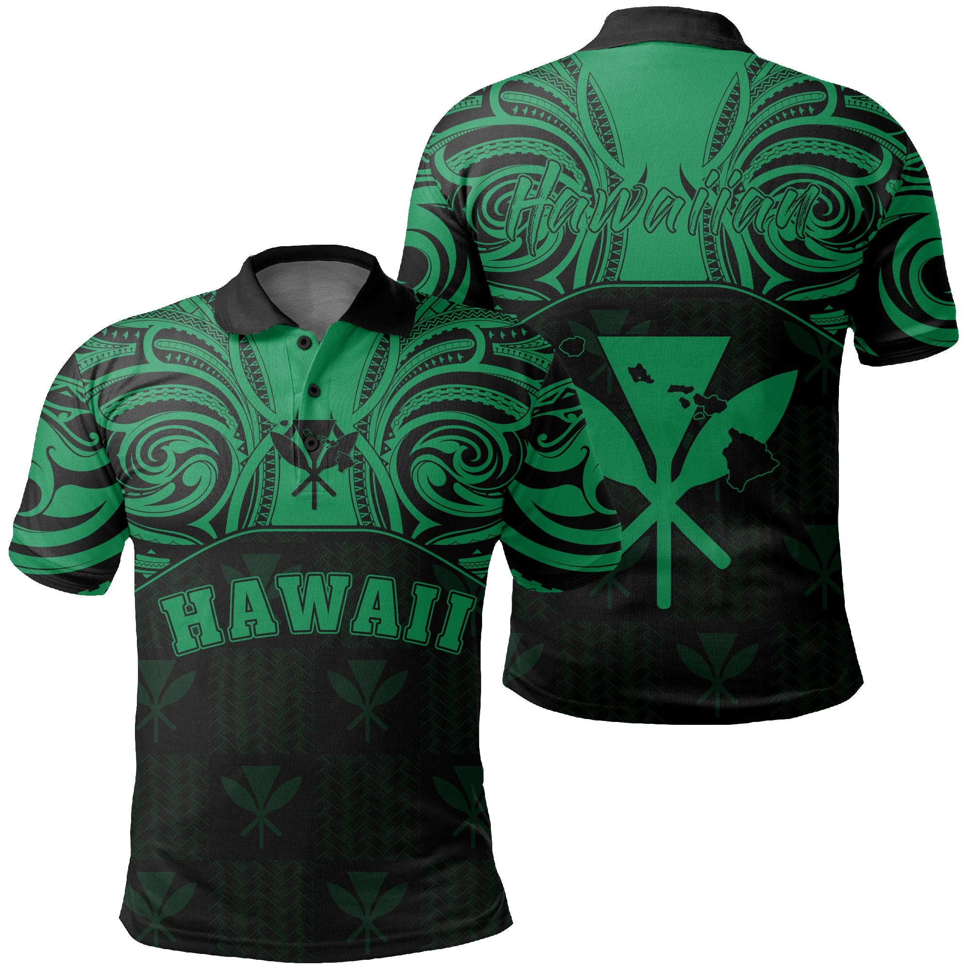 Hawaiian Kanaka Polo Shirt Demodern Green Unisex Green - Polynesian Pride