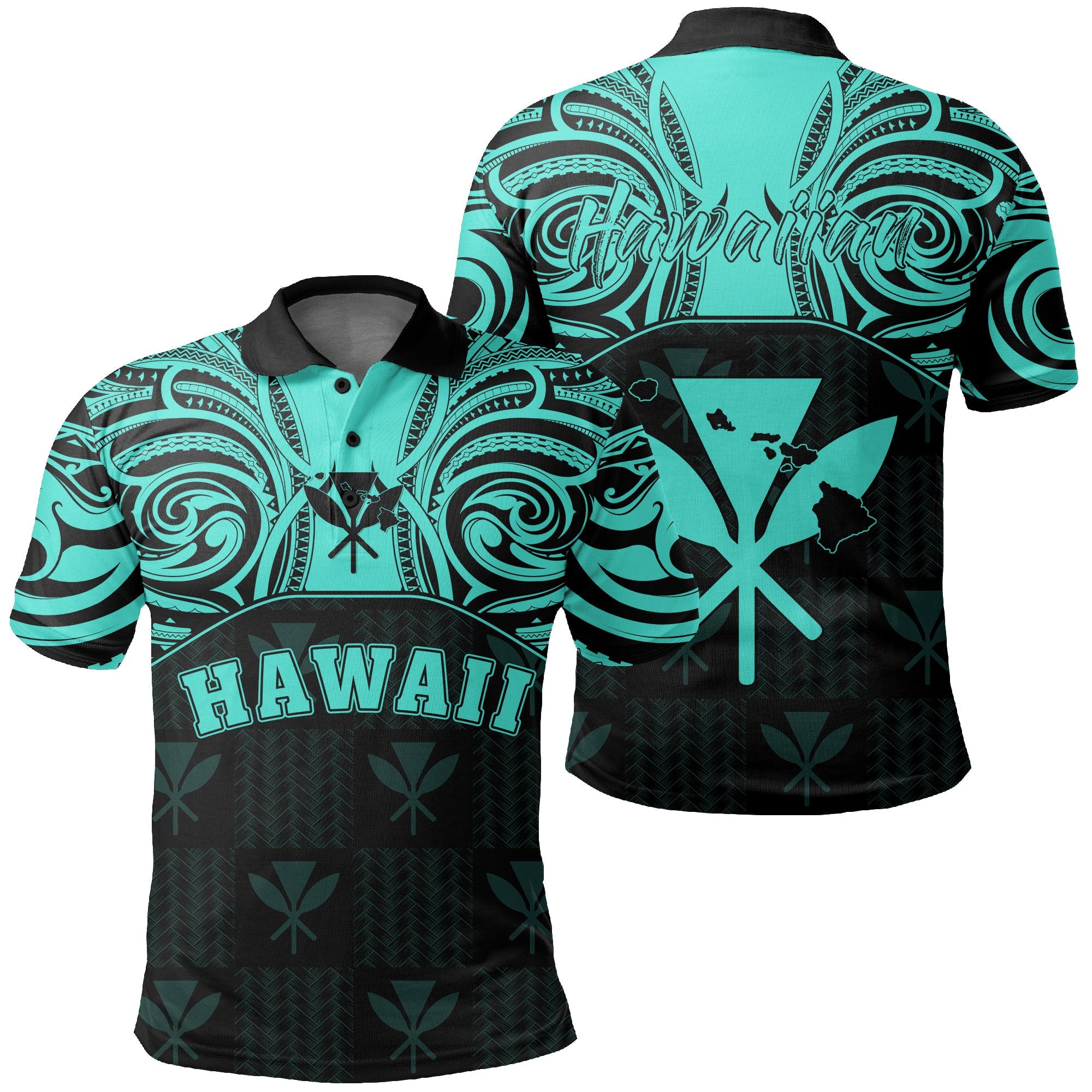 Hawaiian Kanaka Polo Shirt Demodern Turquoise Unisex Turquoise - Polynesian Pride