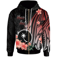 Chuuk Custom Zip Hoodie Red Polynesian Hibiscus Pattern Style Unisex Red - Polynesian Pride