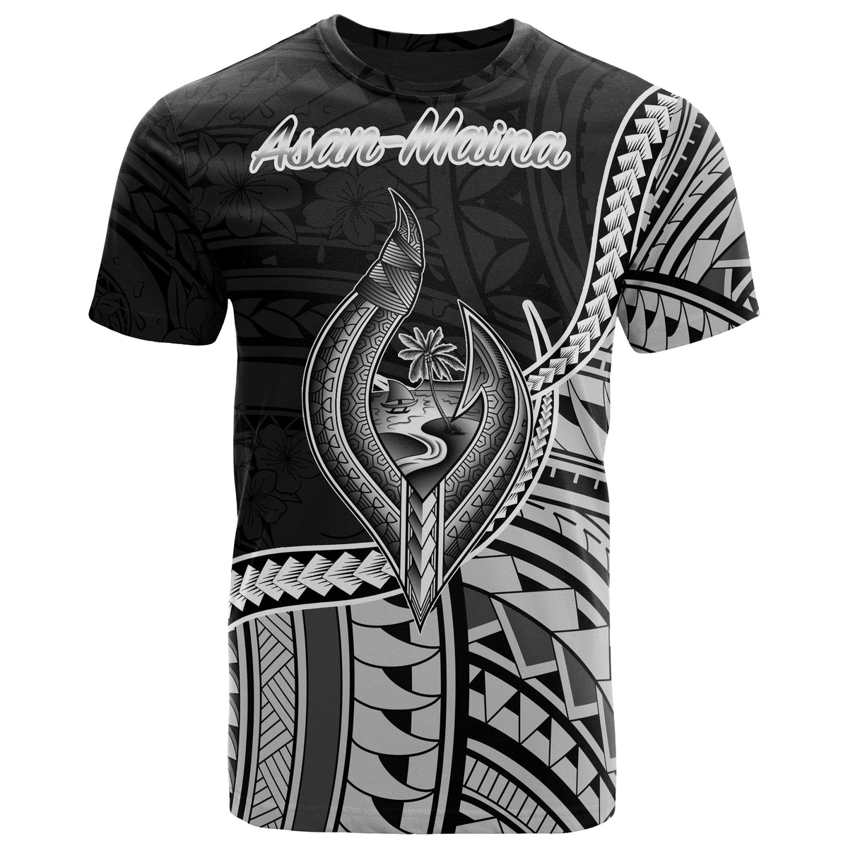 Guam T Shirt Asan Maina Polynesian Patterns Unisex Black - Polynesian Pride