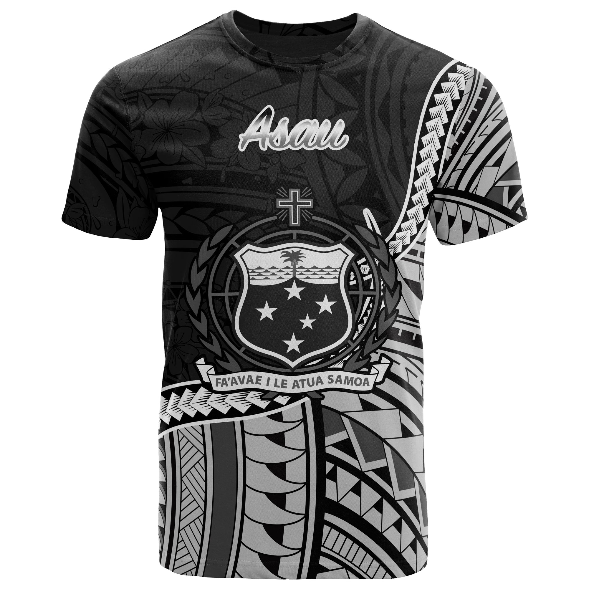 Samoa T Shirt Asau Polynesian Patterns Unisex Black - Polynesian Pride